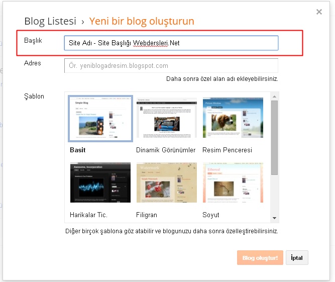 Blogger Blog Oluşturma
