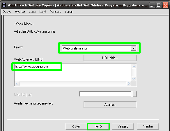 Web Sitelerin Dosyalarını Kopyalama