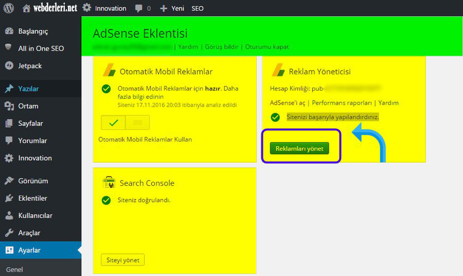 WORDPRESS, WORDPRESS ADSENSE EKLENTİSİ, WORDPRESS ADSENSE REKLAMI, WORDPRESS GOOGLE ADSENSE, wordpress adsense Plugin